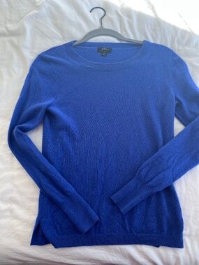 J Crew XS 100% Cashmere Sweater, Crew Neck, Royal Blue